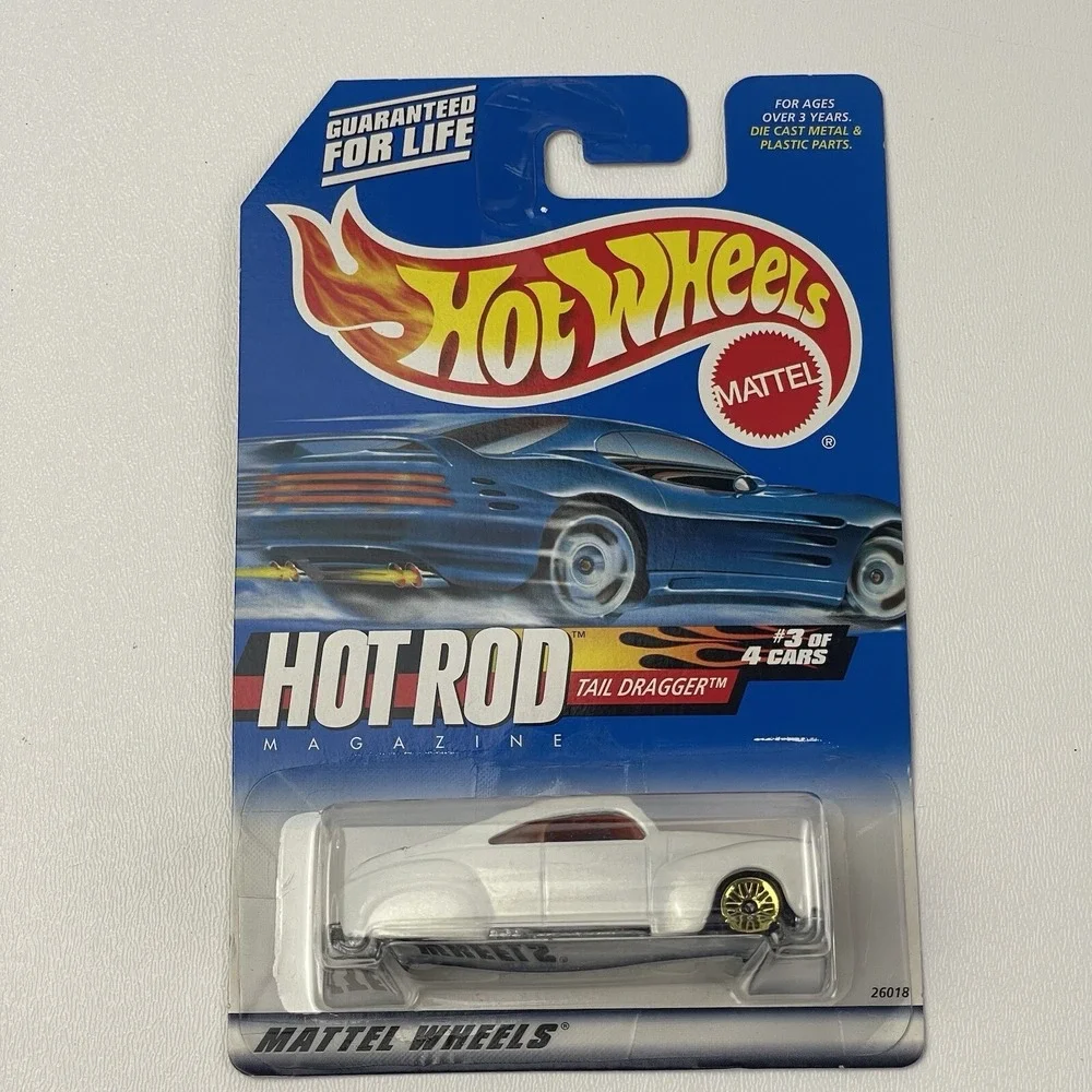 Mattel 2000 Hot Wheels Hot Rod Magazine Tail Dragger 007 Pearl White 3 of 4